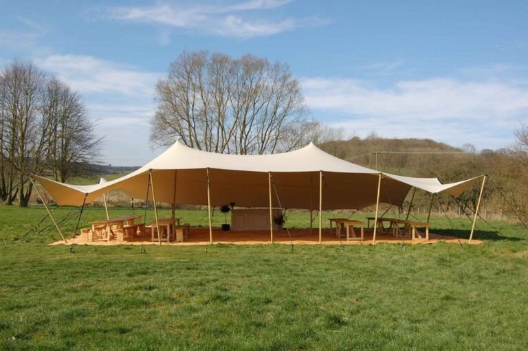 White stretch tent for sale by Tent Technics in South Africa